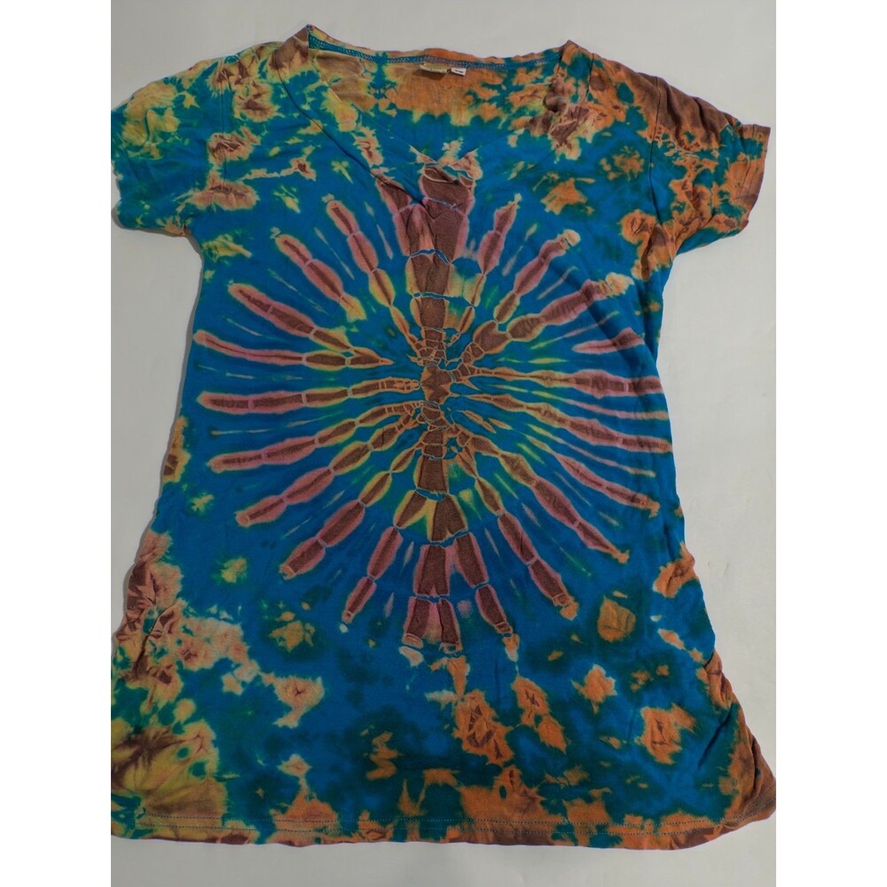 Kathmandu Imports Tie Dye T-Shirt Festival Boho Spine Bleach Sunburst Hippie Boh